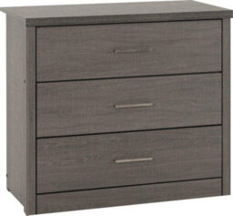 Seconique Lisbon 3 Drawer Chest In Black Wood Grain - thumbnail 1