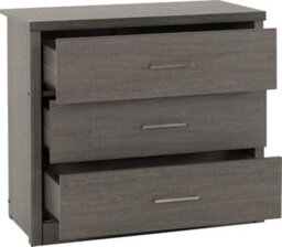 Seconique Lisbon 3 Drawer Chest In Black Wood Grain - thumbnail 3