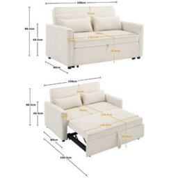 More4Homes Jasper Sofa Bed Pull Out Clic Clac 2 Seater In Boucle (Beige) - thumbnail 9