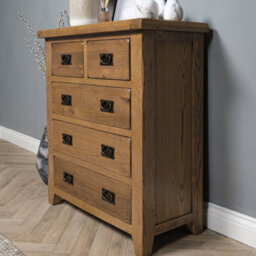 Elm Home And Garden 2+4 Chest Of Drawers Rustic Oak Wooden  96Cm High X 95Cm Wide X 40Cm Deep Fully Assembled - thumbnail 3