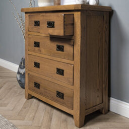 Elm Home And Garden 2+4 Chest Of Drawers Rustic Oak Wooden  96Cm High X 95Cm Wide X 40Cm Deep Fully Assembled - thumbnail 6