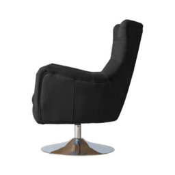 Xample Gallery Bristol Grey Nubuck Leather Swivel Chair, Antique Ebony Finish, Chrome Base, Foam Cushion, Luxury Accent Lounge Chair - thumbnail 8