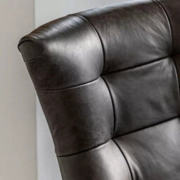 Xample Gallery Bristol Grey Nubuck Leather Swivel Chair, Antique Ebony Finish, Chrome Base, Foam Cushion, Luxury Accent Lounge Chair - thumbnail 3
