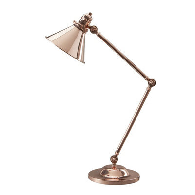 Stylish Pivoting Ball Table Lamp In Polished Copper With Led E27 Bulb