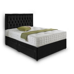 Dining Tables Lisbon Matching Headboard Divan Set, 2 Drawer On Same Side With Sprung 1500 Comfort Mattress - Plush Black  - King - thumbnail 4
