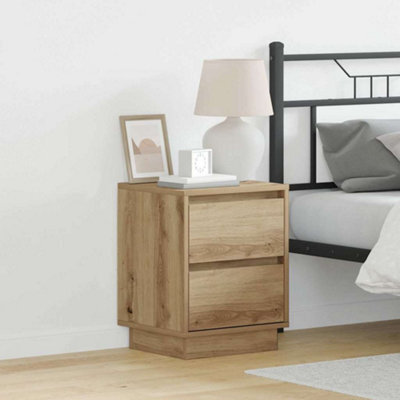 Berkfield Bedside Cabinet With Led Lights Artisan Oak 39X34.5X50 Cm - image 1
