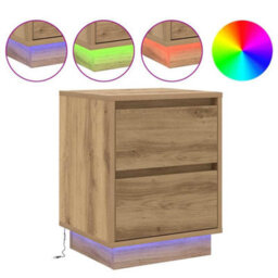 Berkfield Bedside Cabinet With Led Lights Artisan Oak 39X34.5X50 Cm - thumbnail 4