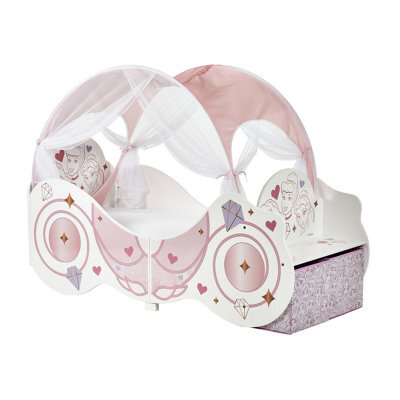 Disney Princess Carriage Toddler Bed With Canopy And Fabric Storage Boxes - Fits 140Cm X 70Cm Mattress (Mattress Not Included) - image 1