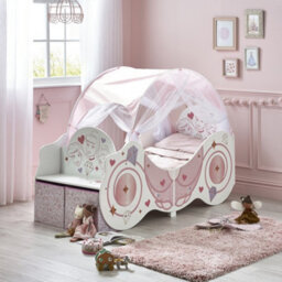 Disney Princess Carriage Toddler Bed With Canopy And Fabric Storage Boxes - Fits 140Cm X 70Cm Mattress (Mattress Not Included) - thumbnail 2