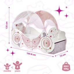 Disney Princess Carriage Toddler Bed With Canopy And Fabric Storage Boxes - Fits 140Cm X 70Cm Mattress (Mattress Not Included) - thumbnail 5