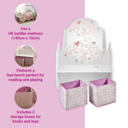 Disney Princess Carriage Toddler Bed With Canopy And Fabric Storage Boxes - Fits 140Cm X 70Cm Mattress (Mattress Not Included) - thumbnail 7