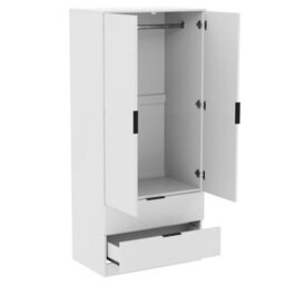 Lassic Vida Designs Trega White 2 Door 2 Drawer Wardrobe Hanging Rail, Shelves & Smooth Glide Drawers, (H)1700mm X (W)760mm X (D)530mm - thumbnail 8