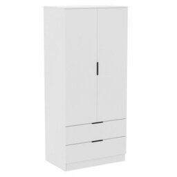 Lassic Vida Designs Trega White 2 Door 2 Drawer Wardrobe Hanging Rail, Shelves & Smooth Glide Drawers, (H)1700mm X (W)760mm X (D)530mm - thumbnail 9