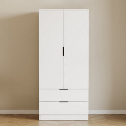 Lassic Vida Designs Trega White 2 Door 2 Drawer Wardrobe Hanging Rail, Shelves & Smooth Glide Drawers, (H)1700mm X (W)760mm X (D)530mm - thumbnail 2