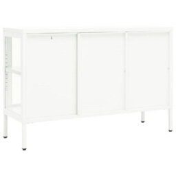 Berkfield Sideboard White 105X35X70 Cm Steel And Glass - thumbnail 5