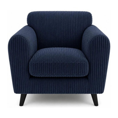 Sofaselectionuk Ltd Harlow Jumbo Cord Cuddle Chair, Modern Tailored Wide Armchair In Blue - image 1