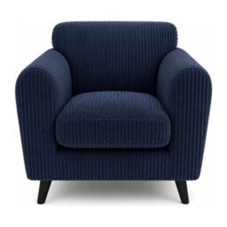Sofaselectionuk Ltd Harlow Jumbo Cord Cuddle Chair, Modern Tailored Wide Armchair In Blue - thumbnail 1