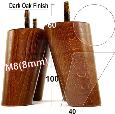 L&F Wood Furniture Feet 100mm High Dark Oak Replacement Furniture Legs Set Of 4 Sofa Chair Stool M8 - image 1