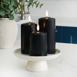 Festive Lights Ember™ Battery Signature Black Candle, Trio