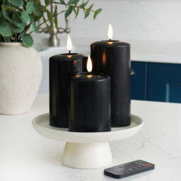 Festive Lights Ember™ Battery Signature Black Candle, Trio - thumbnail 3