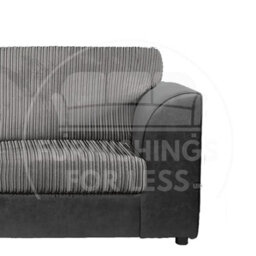 Furnishings For Less UK Luxor Jumbo Cord 2 + 1 + 1 Fabric 3 Piece Sofa Suite - Fullback Black And Grey - thumbnail 3