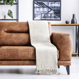 "Emma Barclay Honeycomb Throw Over Blanket 70"" X 100"" Ivory" - thumbnail 5