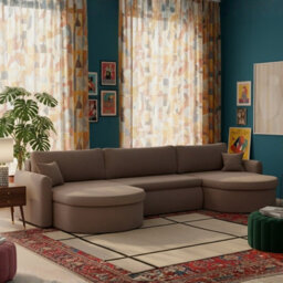 Verona U Corner Sofa Bed With Storage Container Brown - thumbnail 2