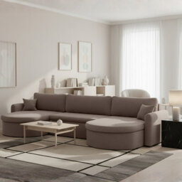 Verona U Corner Sofa Bed With Storage Container Brown