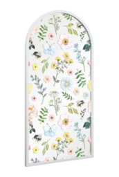 Mirroroutlet The Typis White Metal Edged Arch Wall Mirror With Colour Flower Decals 120Cm X 60Cm - thumbnail 3
