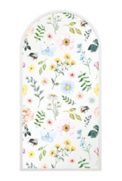 Mirroroutlet The Typis White Metal Edged Arch Wall Mirror With Colour Flower Decals 120Cm X 60Cm - thumbnail 2