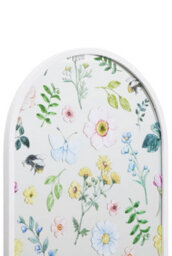 Mirroroutlet The Typis White Metal Edged Arch Wall Mirror With Colour Flower Decals 120Cm X 60Cm - thumbnail 4
