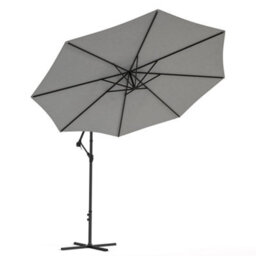 Living And Home 3M Large Rotatable Garden Sun Shade Cantilever Parasol Patio Hanging Banana Umbrella Crank Tilt With Cross Base, Light Grey - thumbnail 3