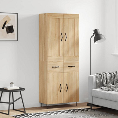 Berkfield Highboard Sonoma Oak 69.5X34X180 Cm Engineered Wood - image 1