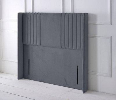 "Adore Designs Florence Winged Plush Velvet 5Ft Kingsize 50"" Floor Standing Headboard - Grey"