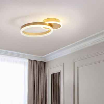 Beliani Led Ring Ceiling Lamp Gold Aluminium Minimalist Circle With Round Base - Warm White Integrated Led, 38Cm. - image 1