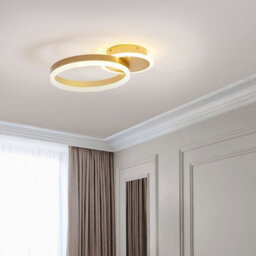 Beliani Led Ring Ceiling Lamp Gold Aluminium Minimalist Circle With Round Base - Warm White Integrated Led, 38Cm. - thumbnail 1