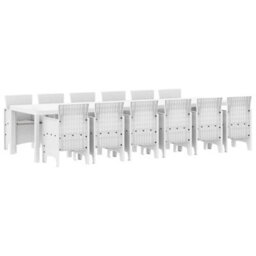 Berkfield Garden Dining Set 13 Pcs White Polt Rattan - thumbnail 2
