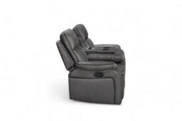 Grey Faux Leather  3 + 1 + 1 Seater Manual Recliner Sofa And Armchair Set For Living Room Vegas - thumbnail 6