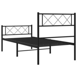 Berkfield Metal Bed Frame With Headboard And Footboard Black 90X190 Cm 3Ft Single - thumbnail 7