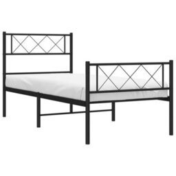 Berkfield Metal Bed Frame With Headboard And Footboard Black 90X190 Cm 3Ft Single - thumbnail 3