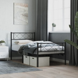 Berkfield Metal Bed Frame With Headboard And Footboard Black 90X190 Cm 3Ft Single - thumbnail 1