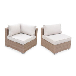Sweeek. Ready Assembled 10-Seater Polyrattan Corner Garden Sofa Set - Sofa Armchair Coffee Table - Venezia - Beige - thumbnail 5