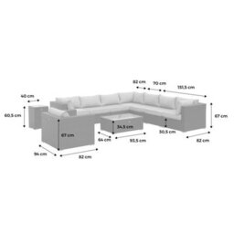 Sweeek. Ready Assembled 10-Seater Polyrattan Corner Garden Sofa Set - Sofa Armchair Coffee Table - Venezia - Beige - thumbnail 8