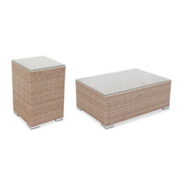 Sweeek. Ready Assembled 10-Seater Polyrattan Corner Garden Sofa Set - Sofa Armchair Coffee Table - Venezia - Beige - thumbnail 6