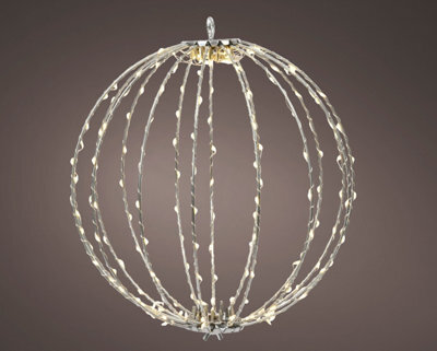 Lumineo Metal Christmas Ball Frame Light Led Sphere Light Ball & Timer Warm White 28Cm - image 1
