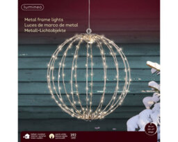 Lumineo Metal Christmas Ball Frame Light Led Sphere Light Ball & Timer Warm White 28Cm - thumbnail 2