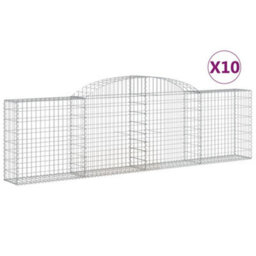 Berkfield Arched Gabion Baskets 10 Pcs 300X30X80/100 Cm Galvanised Iron - thumbnail 2