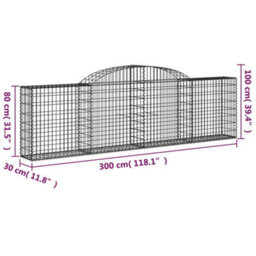 Berkfield Arched Gabion Baskets 10 Pcs 300X30X80/100 Cm Galvanised Iron - thumbnail 6