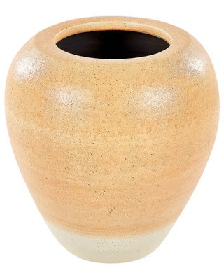 Beliani 34 Cm Hand-Painted Terracotta Vase Orange-To-Beige Ombre Vintage-Inspired - image 1