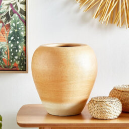 Beliani 34 Cm Hand-Painted Terracotta Vase Orange-To-Beige Ombre Vintage-Inspired - thumbnail 2